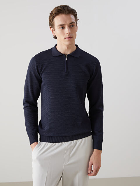 SOUTHBLUE Polo Yaka Uzun Kollu Erkek Triko Kazak - W4M790Z8-RFH