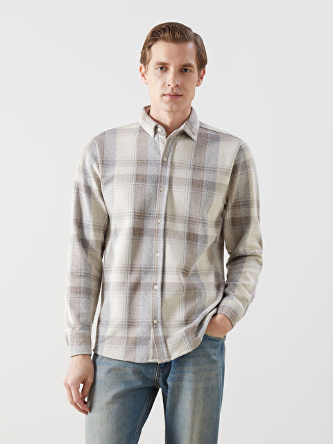 LCWAIKIKI Classic Slim Fit Uzun Kollu Ekose Erkek Gömlek - W4M794Z8-LKQ