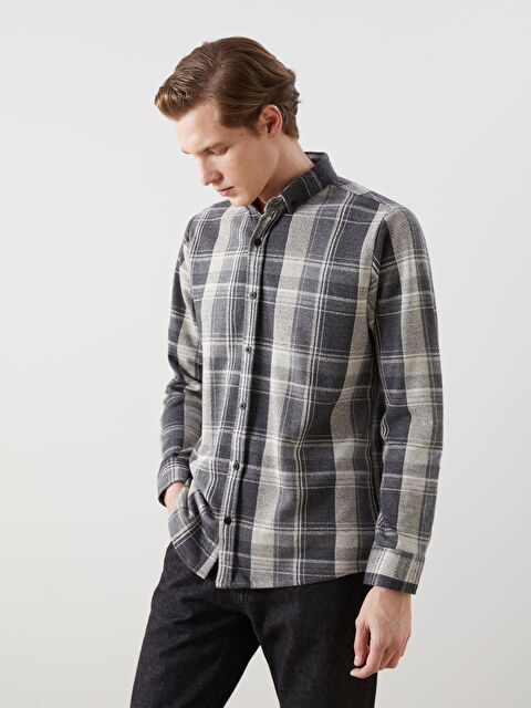 LCWAIKIKI Classic Slim Fit Uzun Kollu Ekose Erkek Gömlek - W4M794Z8-LKX