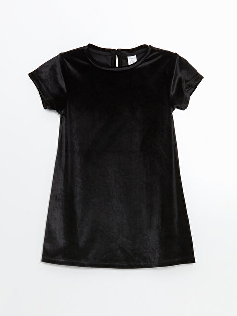 LCW Kids Bisiklet Yaka Kadife Kız Çocuk Elbise - W4M898Z1-CVL