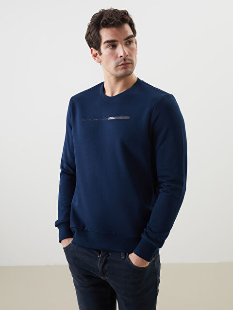 LCWAIKIKI Classic Bisiklet Yaka Uzun Kollu Kalın Erkek Sweatshirt - W4M958Z8-DWP