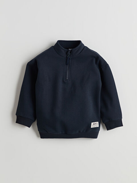LCW Kids Dik Yaka Fermuarlı Erkek Çocuk Sweatshirt - W4M963Z1-CRP