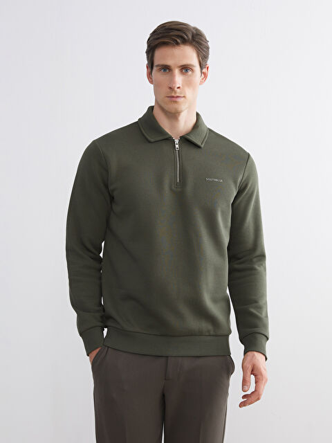 SOUTHBLUE Polo Yaka Uzun Kollu Erkek Sweatshirt - W4M974Z8-J2L