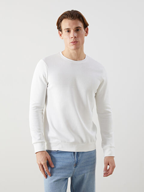 LCWAIKIKI Classic Bisiklet Yaka Baskılı Erkek Kalın Sweatshirt - W4MA52Z8-R9J