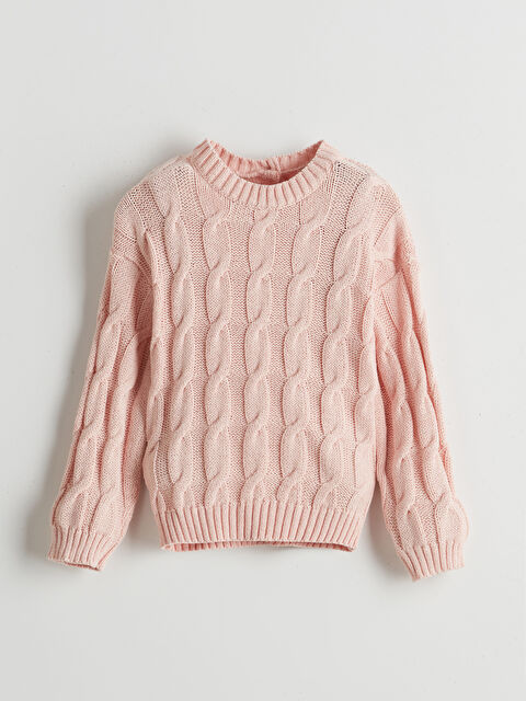 LCW Kids Bisiklet Yaka Desenli Kız Çocuk Kazak - W4MA75Z1-HZB