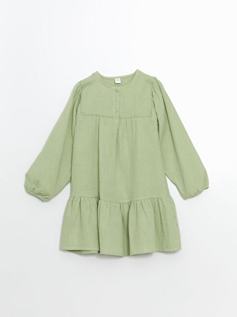 LCW Kids Bisiklet Yaka Kız Çocuk Müslin Elbise - W4MB37Z1-DJP