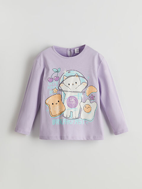 LCW Kids Bisiklet Yaka Baskılı Kız Çocuk Tişört - W4MB43Z1-G0W