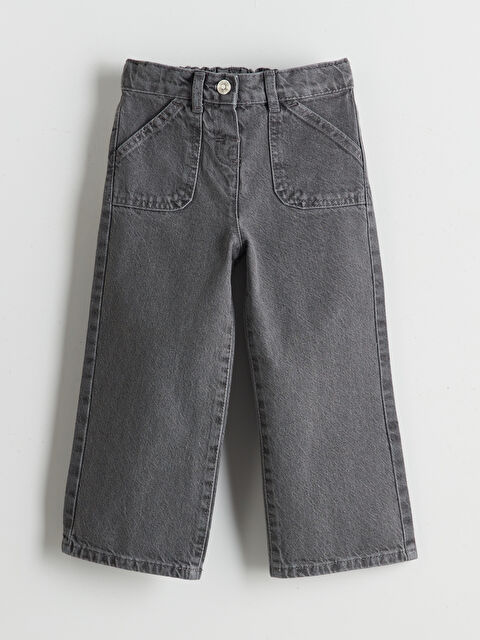 LCW Kids Beli Lastikli Kız Çocuk Jean Pantolon - W4MB52Z1-GRD