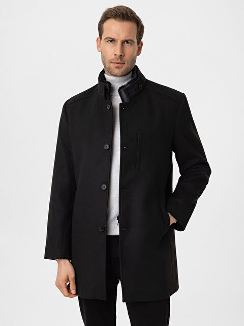 LCWAIKIKI Classic Standart Kalıp Dik Yaka Erkek Kaşe Kaban - W4MB66Z8-CVL