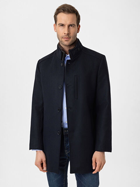 LCWAIKIKI Classic Standart Kalıp Dik Yaka Erkek Kaşe Kaban - W4MB66Z8-RFD