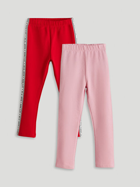 LCW Kids Beli Lastikli 2 iplik Kız Çocuk Tayt 2'li - W4MB72Z1-H0P