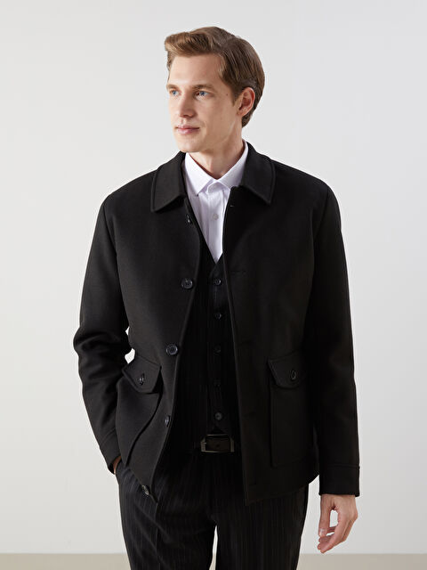 LCWAIKIKI Classic Rahat Kalıp Ceket Yaka Erkek Kaşe Kaban - W4MB86Z8-CVL