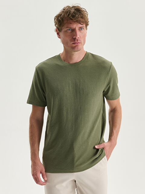 LCWAIKIKI Classic Bisiklet Yaka Kısa Kollu Erkek Dokulu Tişört - S41067Z8-SPM