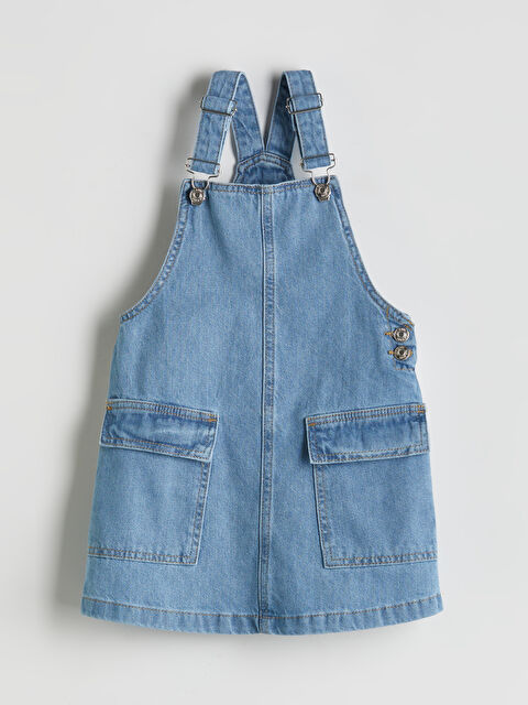 LCW Kids Kare Yaka Kız Çocuk Jean Salopet Elbise - S41898Z4-H45