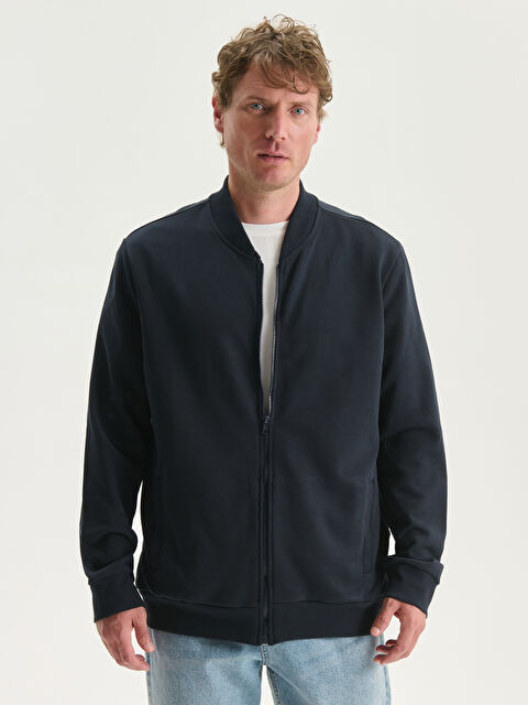 LCWAIKIKI Classic Kolej Yaka Uzun Kollu Erkek Fermuarlı Sweatshirt - S42309Z8-RFH