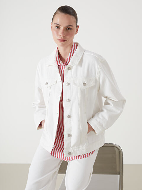 LCW Vision Collared Neck Women's Denim Jacket - S45846Z8-844 - LC