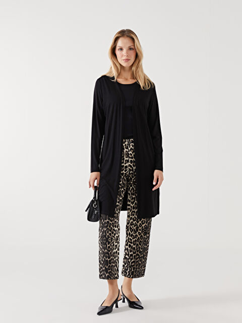 LCWAIKIKI Basic Şal Yaka Düz Uzun Kollu Kadın Hırka - S4AE08Z8-CVL