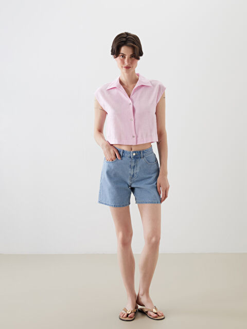 LCW Jeans شۆرتی جینزی بەرموودا فیت - بۆ ژنان - S4BM72Z8-311