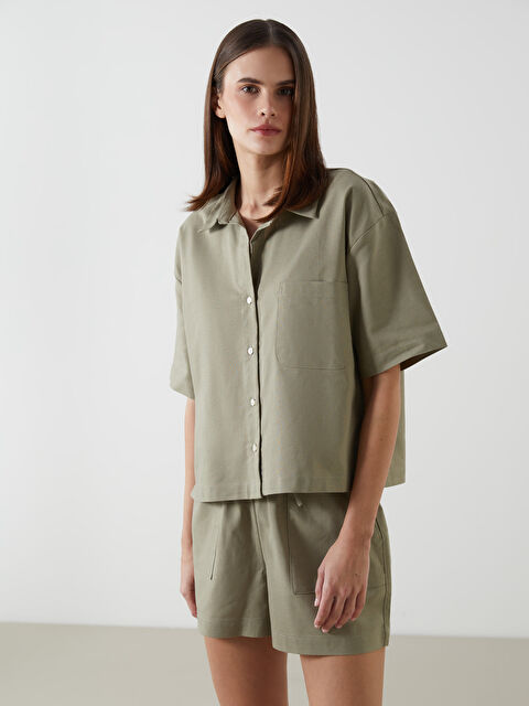 LCW Vision Keten Karışımlı Kadın Gömlek - S4GR56Z8-PX1