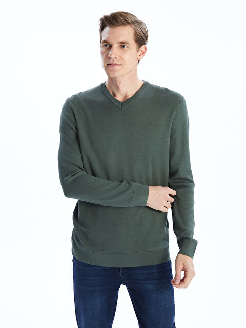 LCWAIKIKI Classic V Yaka Uzun Kollu Erkek Triko Kazak - S50180Z8-HMP