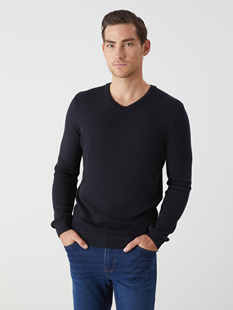 LCWAIKIKI Classic V Yaka Uzun Kollu Erkek Triko Kazak - S50180Z8-RFH