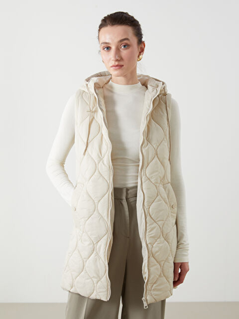 LCWAIKIKI Classic Kapüşonlu Kapitone Kadın Şişme Yelek - S50232Z8-FWZ