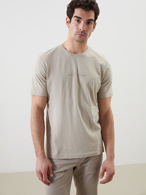 LC WAIKIKI Bisiklet Yaka Baskılı Penye Erkek Pijama Üst - S50463Z8-KVB