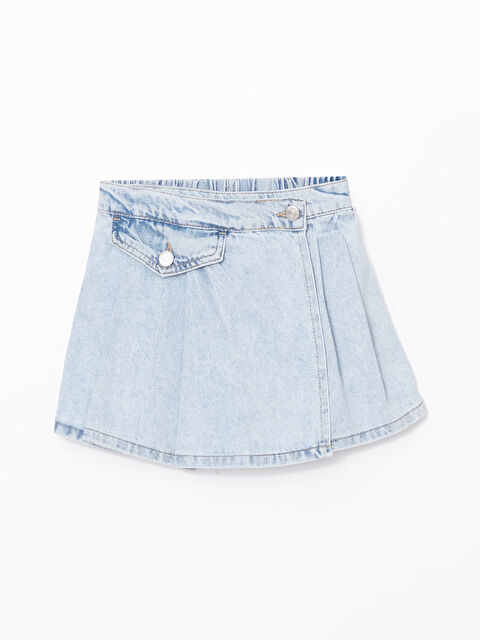 LCW Kids Beli Lastikli Kız Çocuk Jean Şort Etek - S50483Z4-V2T