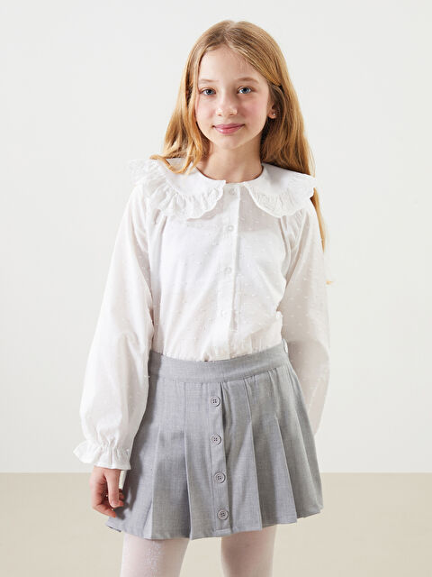 LCW Kids قميص بنات بياقة بيتر بان مزين - S50492Z4-Q6K