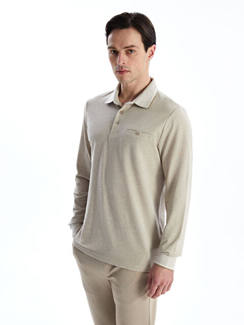 LCWAIKIKI Classic Polo Yaka Uzun Kollu Pike Erkek Tişört - S50535Z8-MHJ