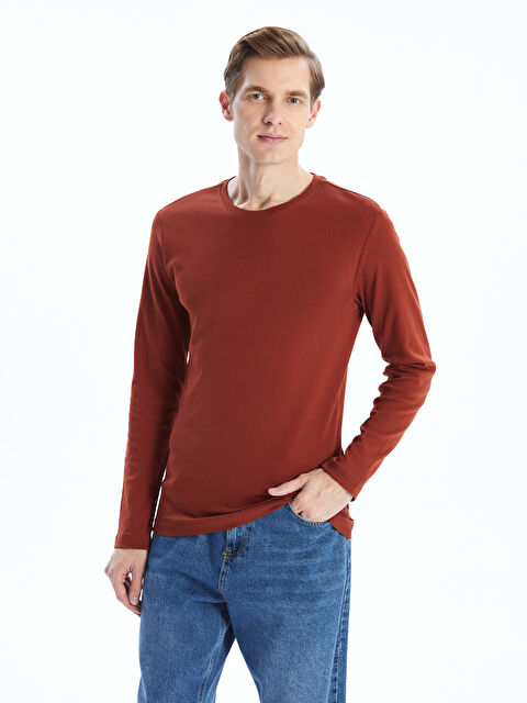 LCWAIKIKI Basic Bisiklet Yaka Uzun Kollu Penye Erkek Tişört - S50538Z8-QFQ