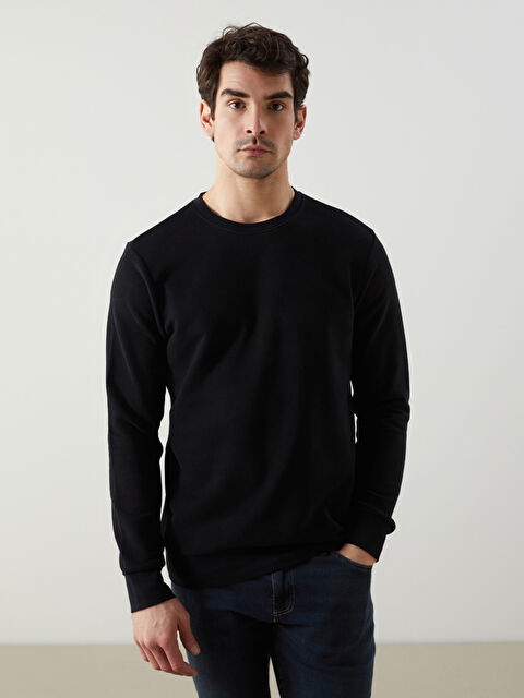 LCWAIKIKI Basic Bisiklet Yaka Uzun Kollu Erkek Sweatshirt - S50539Z8-CVL