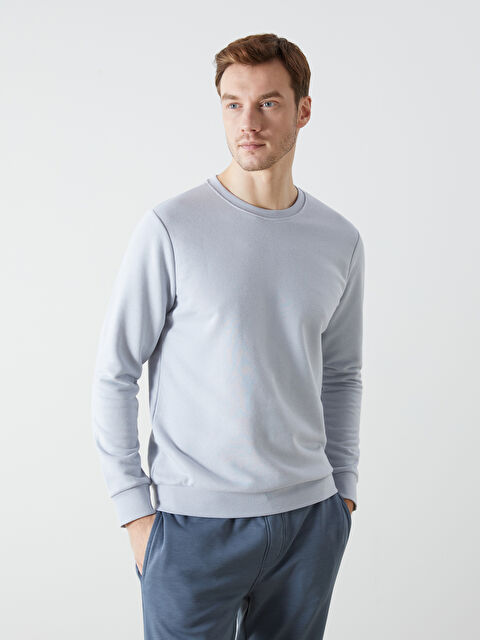 LCWAIKIKI Basic Bisiklet Yaka Uzun Kollu Erkek Sweatshirt - S50539Z8-UEB