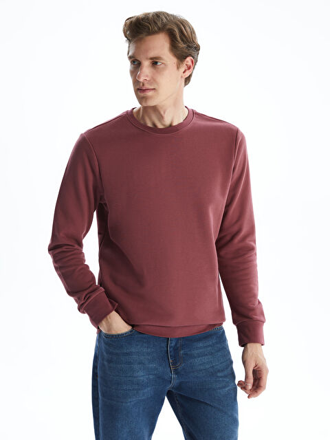 LCWAIKIKI Basic Bisiklet Yaka Uzun Kollu Erkek Sweatshirt - S50539Z8-YNS