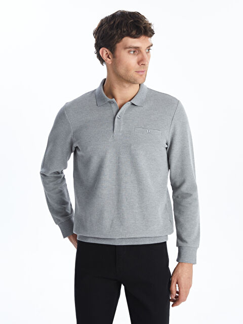 LCWAIKIKI Classic Polo Yaka Uzun Kollu Erkek Sweatshirt - S50541Z8-F2T