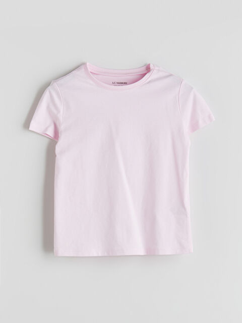 LCW Kids Bisiklet Yaka Düz Penye Kız Çocuk Tişört - S50548Z4-FTE