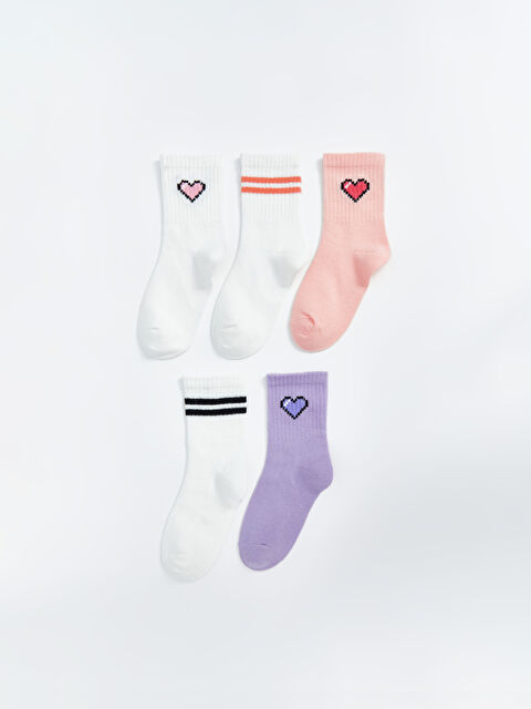 LCW Kids Patterned Girls' Ankle Socks 5 Pack - S50665Z4-J5E