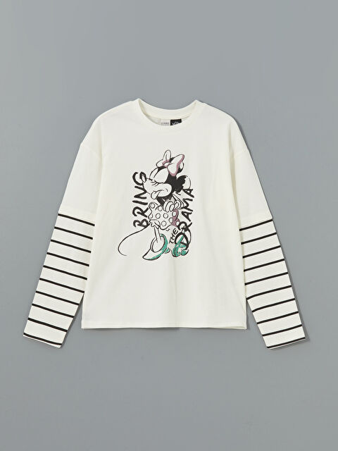 LCW Kids Bisiklet Yaka Minnie Mouse Baskılı Kız Çocuk Tişört - S50732Z4-FDH