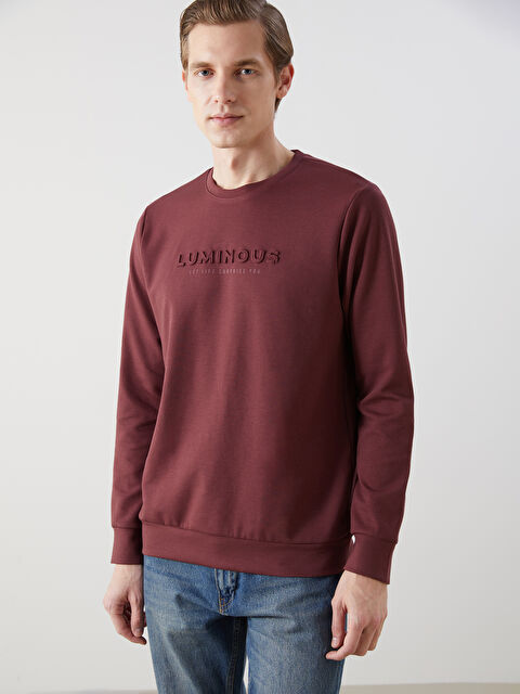 LCWAIKIKI Classic Bisiklet Yaka Uzun Kollu Baskılı Erkek Sweatshirt - S50761Z8-YPE