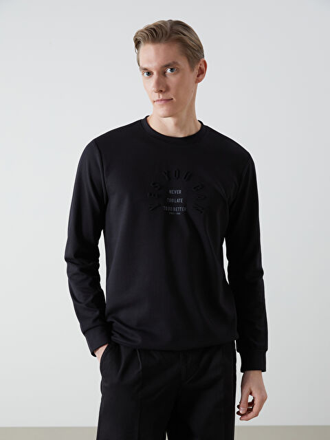 LCWAIKIKI Classic Bisiklet Yaka Uzun Kollu Baskılı Erkek Sweatshirt - S50764Z8-CVL