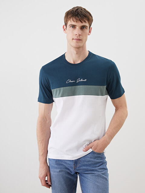 LCWAIKIKI Classic Bisiklet Yaka Kısa Kollu Renk Bloklu Erkek Tişört - S50769Z8-QT0