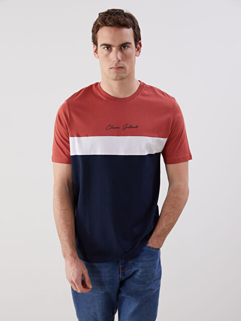 LCWAIKIKI Classic Bisiklet Yaka Kısa Kollu Renk Bloklu Erkek Tişört - S50769Z8-YGW