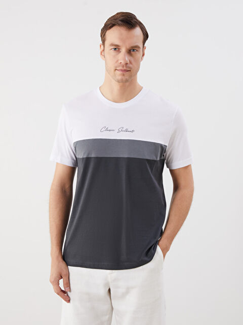 LCWAIKIKI Classic Bisiklet Yaka Kısa Kollu Renk Bloklu Erkek Tişört - S50769Z8-ZM7