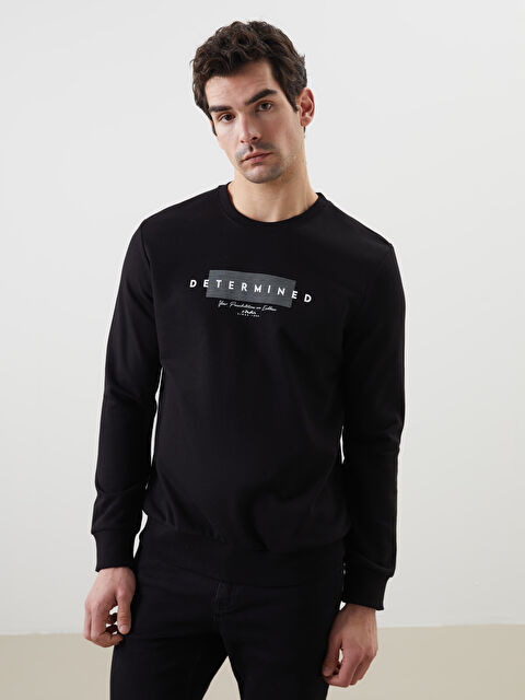 LCWAIKIKI Classic Bisiklet Yaka Uzun Kollu Baskılı Erkek Sweatshirt - S50777Z8-CVL