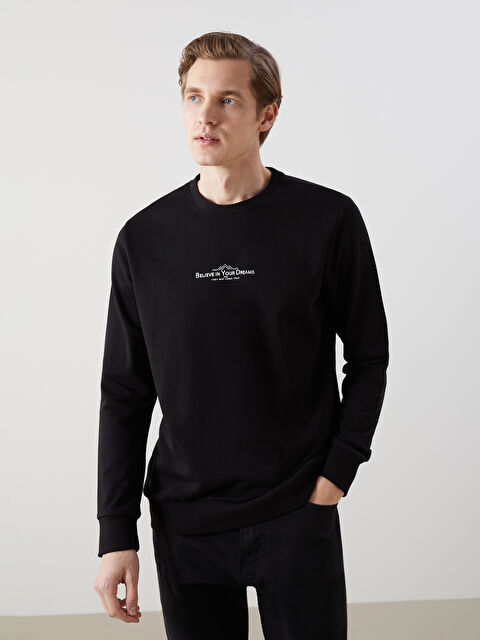 LCWAIKIKI Classic Bisiklet Yaka Uzun Kollu Baskılı Erkek Sweatshirt - S50778Z8-CVL