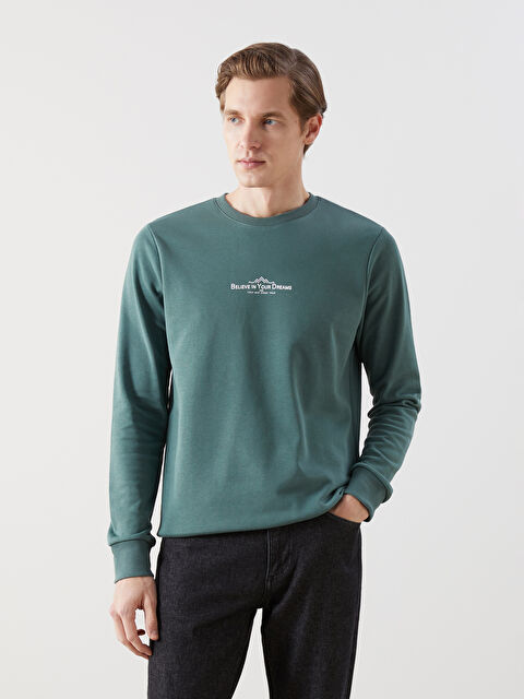 LCWAIKIKI Classic Bisiklet Yaka Uzun Kollu Baskılı Erkek Sweatshirt - S50778Z8-HBA