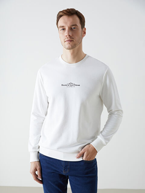 LCWAIKIKI Classic Bisiklet Yaka Uzun Kollu Baskılı Erkek Sweatshirt - S50778Z8-R9J