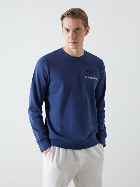 LCWAIKIKI Classic Bisiklet Yaka Uzun Kollu Baskılı Erkek Sweatshirt - S50788Z8-RTF