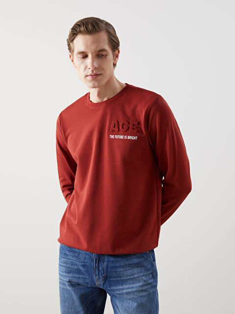 LCWAIKIKI Classic Bisiklet Yaka Uzun Kollu Baskılı Erkek Sweatshirt - S50788Z8-YHU