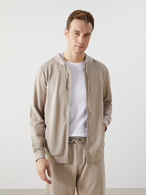 LCWAIKIKI Basic Kapüşonlu Uzun Kollu Erkek Fermuarlı Sweatshirt - S50824Z8-SJJ
